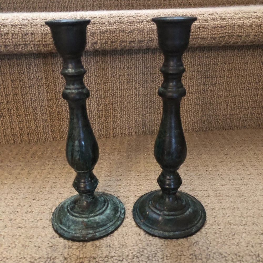 Antique Bronze Candlesticks - SOLD